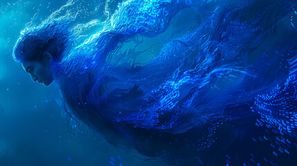 Turquoise Ocean Waves Abstract, Liquid Textured Background