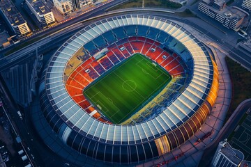 aerial view majestic futuristic football stadium with a modern design
