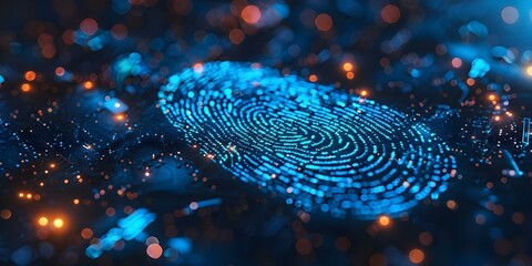 Digital fingerprint scanning lights for personal identification useful for biometric security analysis. Concept Biometric Security, Fingerprint Scanners, Digital Identification, Security Analysis - obrazy, fototapety, plakaty