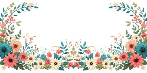 Floral frame with a place for your text, spring floral decoration backdrop, vector illustration, generative ai