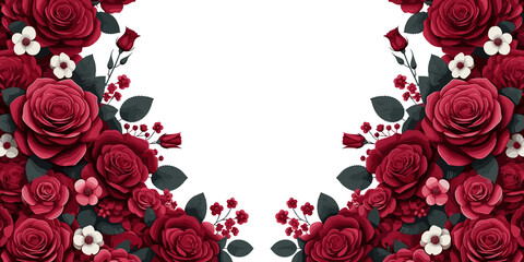 Valentine's day background with red roses, decorative valentine frame, Vector illustration, generative ai