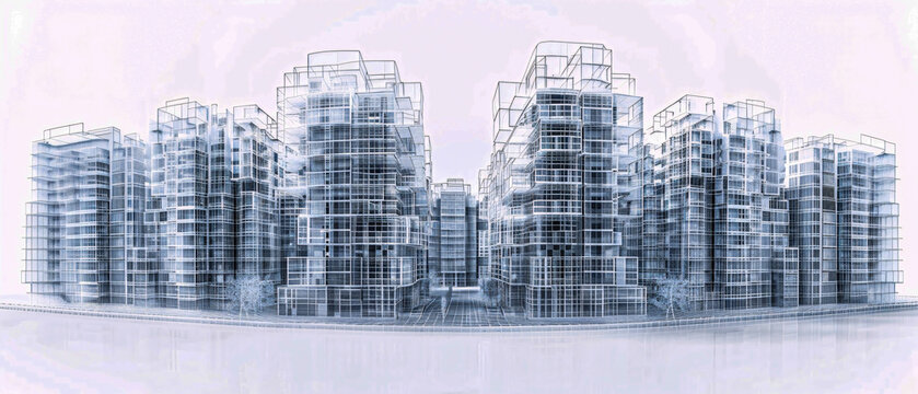 Urban Blueprint Vision: Architectural Sketches of Future Residences, Showcasing the Potential of Modern City Living