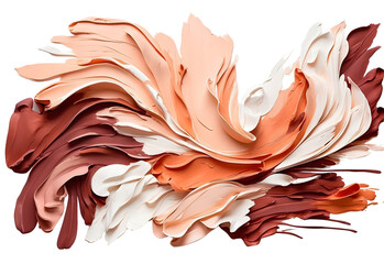 Maroon and peach paint stroke on solid white background, generative AI - obrazy, fototapety, plakaty