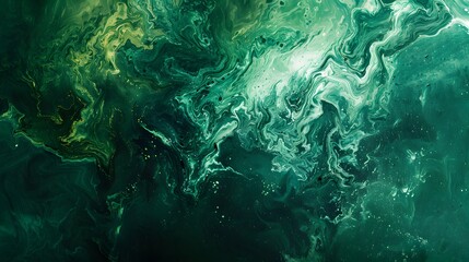Abstract green paint wallpaper. Detailed stroke of paint.