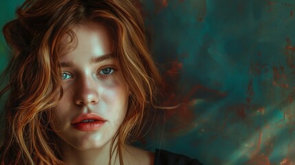 An HD portrait of a girl model, the richness of colors and textures against a solid background creating a visual masterpiece.