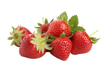 ripe strawberries isolated on transparent or white background, png