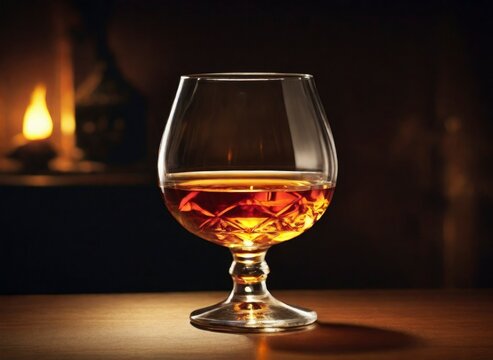 A glass of cognac, lit by warm light on Cognac Day