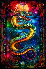 Fototapeta premium chinese style dragon, , a snake, the symbol of the year, colorful