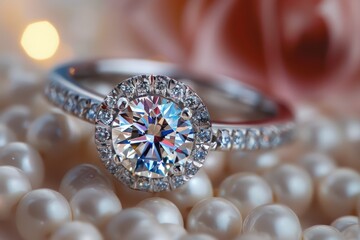 Fototapeta premium Exquisite Diamond Ring: Symbol of Eternal Love and Elegance