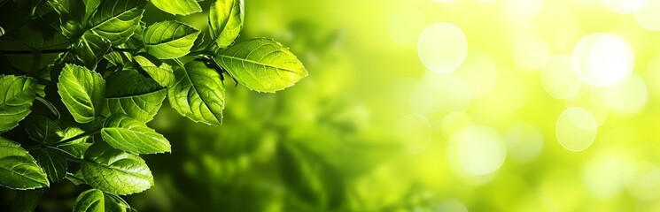 
Green leaves with dew drops under the rays of the morning sun.
Concept: nature and morning inspiration and healthy lifestyle, calm background for websites and print products. - obrazy, fototapety, plakaty
