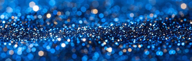 Abstract blue background with highlights and bokeh, reminiscent of frosty winter air or a starry sky.
Concept: background for events related to cold, space or the magic of winter. Banner, copy space - obrazy, fototapety, plakaty