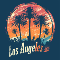 California typography with palm trees silhouettes. T-shirt graphics.