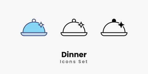 Dinner icons set vector stock illustration