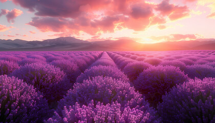 asymmetrical minimalistic abstract that conveys the sprawling beauty of a lavender field.