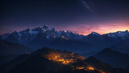 Möbelaufkleber sunrise over the mountains © Usama