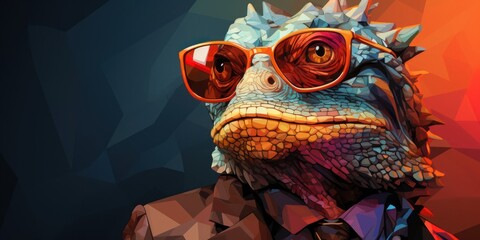 Chameleon Wearing Sunglasses Generative AI