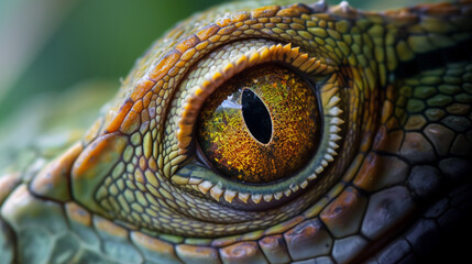 Naklejka premium Close up of the eye of a chameleon. AI.