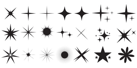 Stars collection. Star vector icons. Golden and Black set of Stars, isolated on transparent background. Star icon. Stars in modern simple flat style. Vector - obrazy, fototapety, plakaty