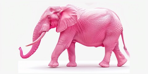 big pink elephant isolated on white background