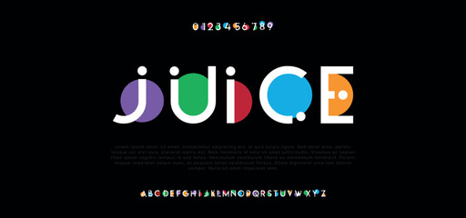 Juice , a modern alphabet lowercase font. minimalist typography vector illustration design