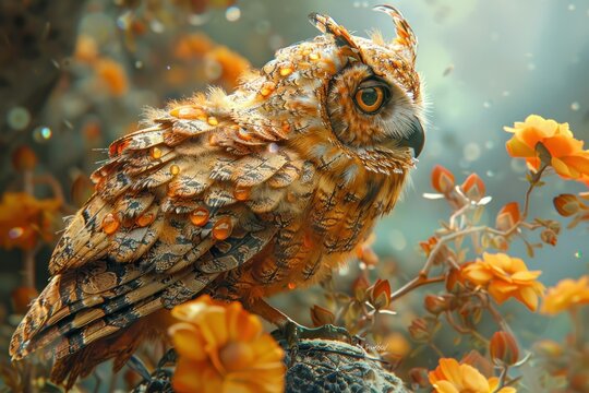 owl graphics in the forest