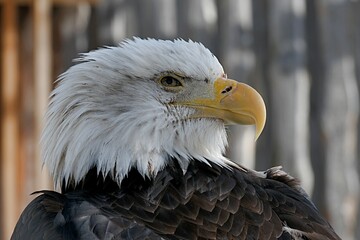 eagle head close up with a commanding gaze