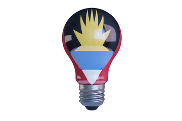 Creative Lightbulb with Antigua and Barbuda Flag Design on Black Background