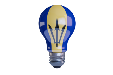 Conceptual Lightbulb with Barbados Flag Design Illuminating Darkness