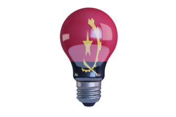 Innovative Lightbulb Concept with Angolan Flag Motif on a Dark Backdrop