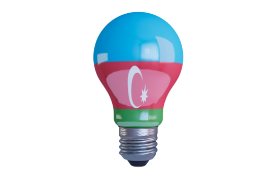 Innovative Lightbulb with Azerbaijan Flag Design on a Dark Background