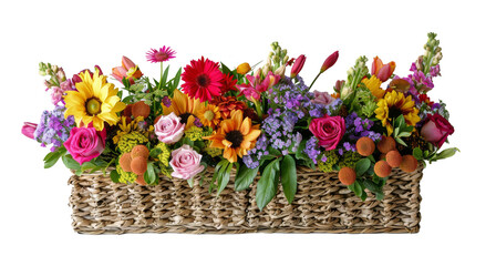 Fototapeta na wymiar Basket Filled With Colorful Flowers