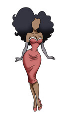 woman posing in a red dress