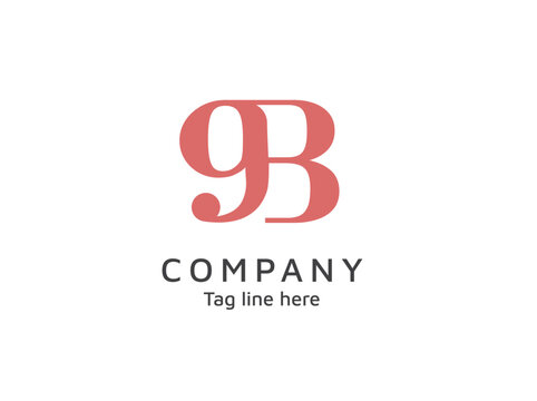 Minimal logo with 9B number and letter, minimal logo, modern and bold style.