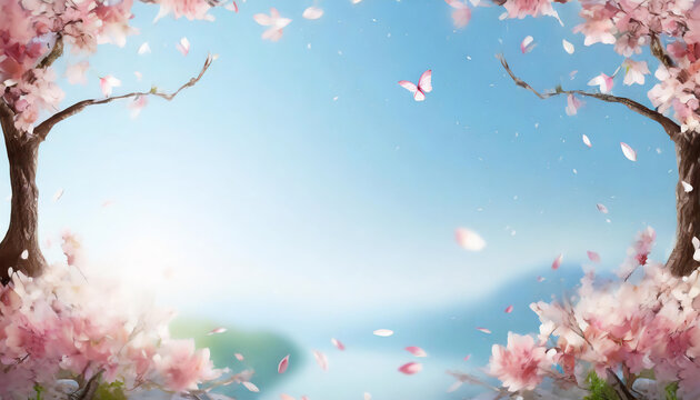桜のある春の日本の風景　AI画像　ジェネレーティブAI
