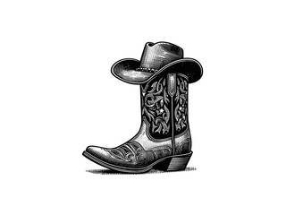 Wild West Wanderer: Cowboy Boot Vector Illustration for Western-themed Designs and Vintage Charm