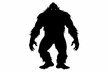 silhouette of  bigfoot on white background