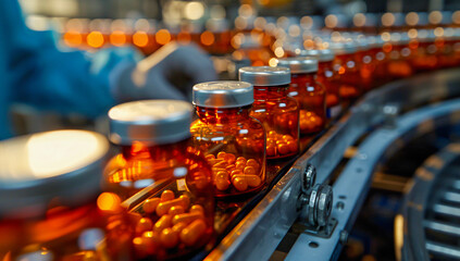 Precision in Production: High-Tech Pharmaceutical Manufacturing with Modern Machinery - obrazy, fototapety, plakaty