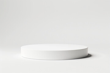 Simple white podium for the presentation of the product. white background. Minimal. 3D rendering. Pedestals.