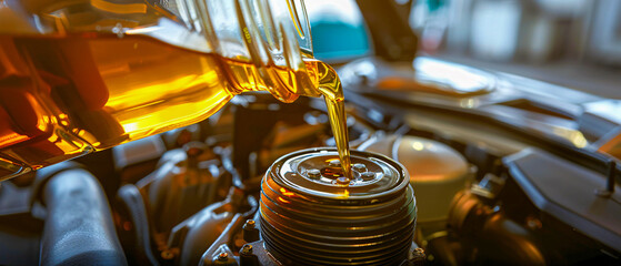 Professional Auto Service for Oil Change, Mechanic at Work with Lubricants, Maintenance and Care for Vehicles