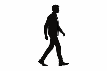 silhouette of walking man on white background