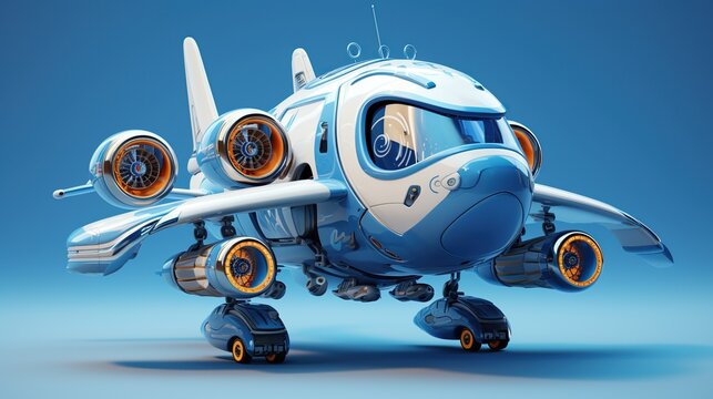 Cute air plane illustration on a blue background.