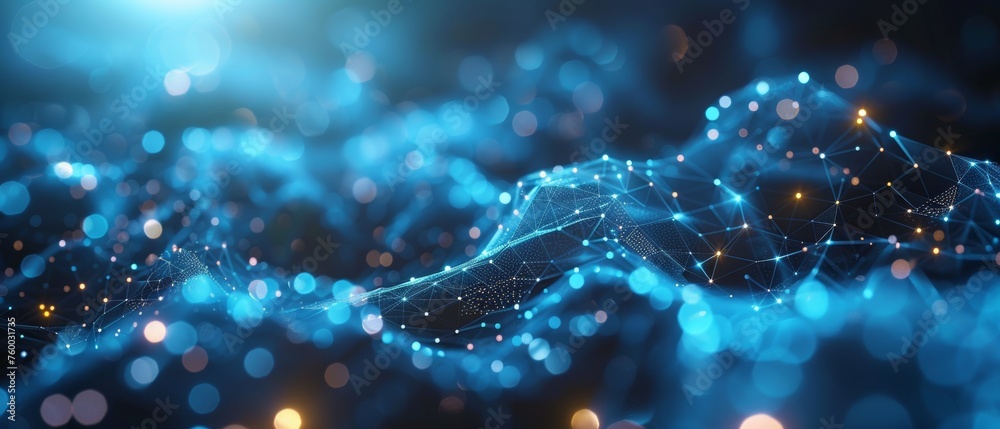Poster Shape of a futuristic network. Abstract background generated by a computer