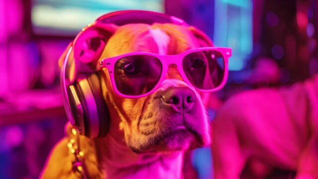 Club Canine: Hilarious Dog DJ Scene. Generative ai