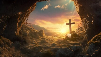 Sacred Emptiness: Symbol of Christ's Resurrection. Generative ai
