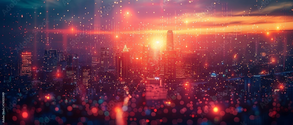 Poster Smart cities and wireless communication networks. Abstract image visual, internet of things.