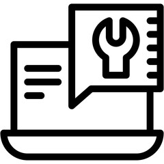 Comment, laptop, message bubble, screen, repair Icon
