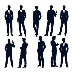 flat design businessmen silhouette collection