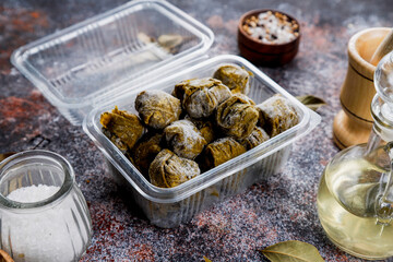 Dolma - stuffed grape leaves with rice and meat.