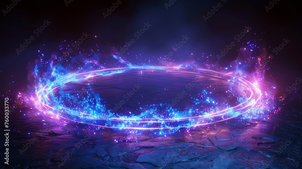 Poster isometric modern illustration of a powerful whirlpool as a symbol of infinity. light effects. a spir