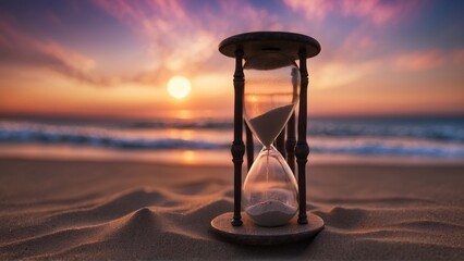 hourglass on the beach